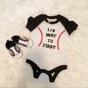 Half way to first onesie and shoes